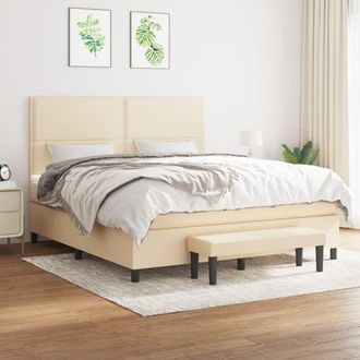 vidaXL Vidaxl - Cama Box Spring Con Colch&oacute;n Tela Color Crema 180x200 Cm