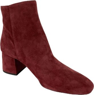 Michael Kors Bordeaux Su&egrave;de Bootie Alane Flez - Dames - Laarzen met Hak - Rood - 35 EU - Su&egrave;de - Schoenen