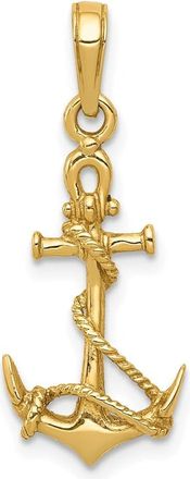 Diamond2Deal 14k Yellow Gold 3-D Anchor with Shackle and Entwined Rope Pendant