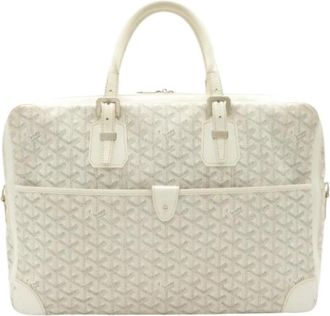 Goyard Pre-owned Ambassade MM Coated Canvas Briefcase - Dames - Vintage Handtas - Beige - ONE Size - Leer - Vintage