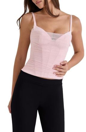 House of CB Lini Mesh Corset Top in Blush Pink at Nordstrom, Size X-Large A