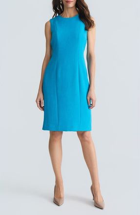 Kasper Pebble Crepe Seamed Sheath Dress in Bright Azul at Nordstrom, Size 16