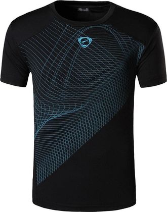 Jeansian Men Sport T-Shirt Short Sleeve Tennis Golf Bowling Tee Shirt Top LSL069 Black XXL