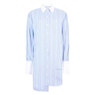 Moschino Gestreept Asymmetrisch Jurk - Dames - Jurken - Blauw - Maat: S Katoen