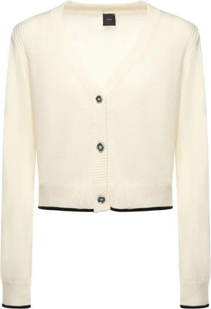 Pinko Merino Cashmere Sweater Ribbed Cuffs - Dames - Vesten - Wit - L - Wol - Truien & Vesten