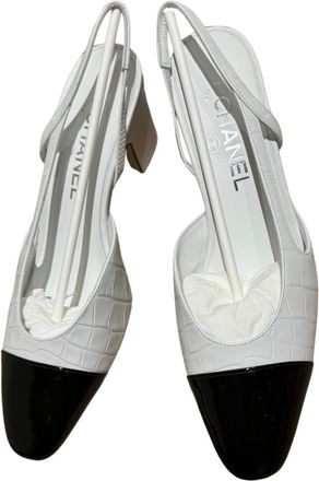 Chanel Mock Croc Slingback Sandals Size 38.5