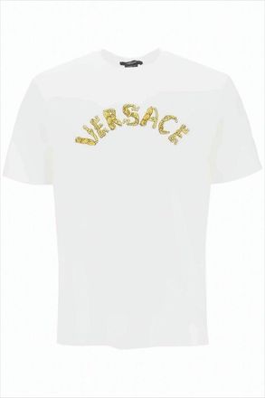 Versace Crew Neck T-Shirt With Bold Gold Logo Design