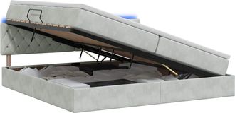 vidaXL Cama De Almacenamiento Led Con Colch&oacute;n Gris Claro 200 X 200 Cm Vidaxl