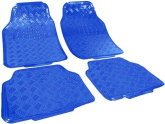 Trade Shop Trade Shop - Tappetini Set4 Tappeti Auto Blu Universali Sportivi Gomma Effetto Metallo Linq