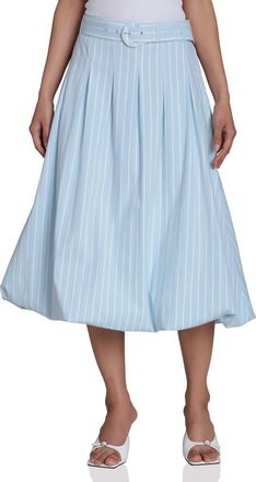 Bagatelle Belted Bubble Hem A-Line Skirt in Blue White Stripe at Nordstrom Rack, Size X-Large