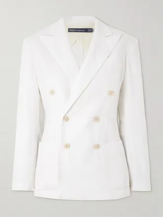 Polo Ralph Lauren Blazer Doppiopetto In Lino - Bianco sporco