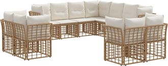 vidaXL Conjunto De Sof&aacute;s De Exterior Natural Y Crema Poli&eacute;ster Vidaxl