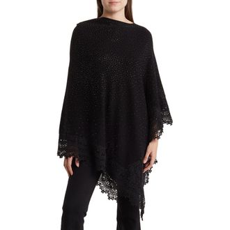 La Fiorentina Lace Trim Poncho in Black at Nordstrom Rack