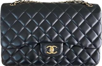 Chanel Quilted Black Lambskin Douple Flap Bag