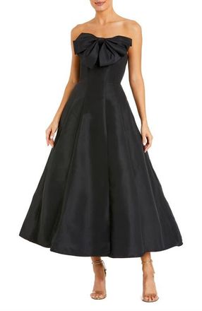 Mac Duggal Womens Strapless A-Line Tea Length Statement Bow Dress in Black at Nordstrom, Size 10