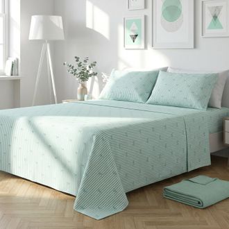 KASANOVA Completo letto matrimoniale righe fiocchi verde