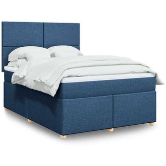 vidaXL Vidaxl - Cama Box Spring Con Colch&oacute;n Tela Azul 140x190 Cm