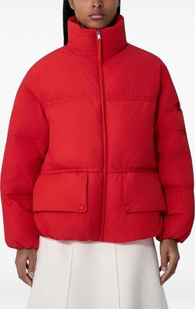 Moncler high-neck quilted jacket - women - Down/Polyamide/Cotton/Cotton/Feather - 0 - Red