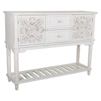Wanderlust Deco Aparador De Madera De 2 Cajones Y 2 Puertas Blanco 120x36.5x91.5h Cm
