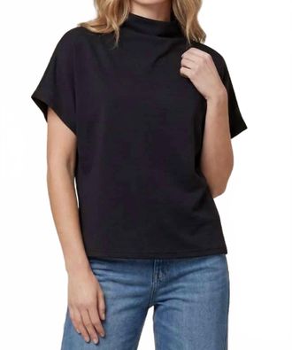 She + Sky Angela Drop Shoulder Mock Neck Top In Black