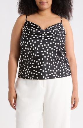 Renee C Cowl Neck Satin Camisole in Black at Nordstrom Rack, Size 1X