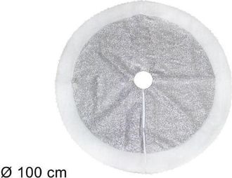 Trade Shop Trade Shop - Tappeto Sottoalbero Natale Gonna Copertura 100cm Effetto Glitter Silver Pelliccia