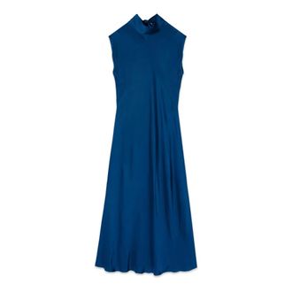 Oltre Vestido midi de sat&eacute;n con lazo - Dresses - Mujer - Azul - XL