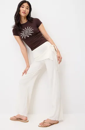 Twik Womens Wrinkled-effect wraparound pant