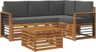 vidaXL Conjunto De Sof&aacute;s De Exterior 5 Uds. Natural Y Antracita Vidaxl