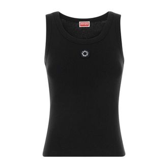 Kenzo Sleeveless Tops, female, Black, Size: XS Boke Flower 2.0 Embroidered Rib Tank Top