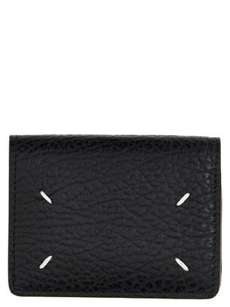 Maison Margiela Grain Leather with Stitching Detail Wallet - Black