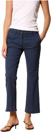 Mason's Blauwe Trompet Chino Broek Slim Fit - Dames - Wijde Broeken - Blauw - XL - Katoen - Broeken