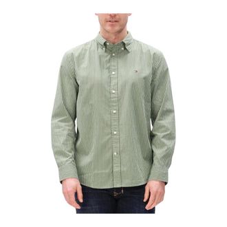 Tommy Hilfiger Overhemden, Heren, Groen, M, Katoen, Core Hairline Poplin RF Shirt