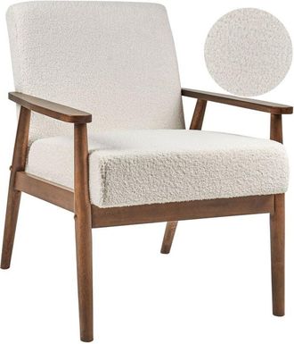 Beliani Beliani - Poltrona retr&ograve; da salotto Rivestimento in boucle Struttura in legno scuro Esrum bianco sporco