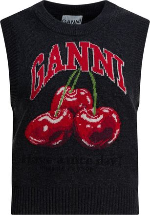 Ganni Wool Vest With Logo