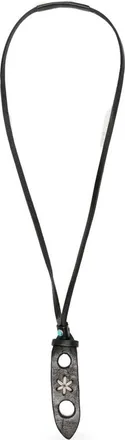 Eraldo Flower-embroidered Leather Glasses Necklace
