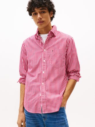 Tommy Hilfiger Langarmhemd TOMMY HILFIGER FLEX POPLIN GINGHAM SHIRT, Herren, Gr. XXL, N-Gr, rosa (vivacious pink, check), Web, Obermaterial: 100% Baumwolle, regular 