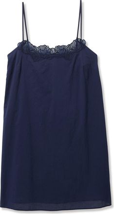 Petite Plume Voile Fleur Cotton Slip Nightgown in Navy at Nordstrom, Size X-Small