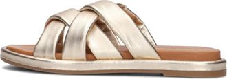 Omoda Schoenen, Dames, Geel, 39 EU, Gouden Comfort Slippers met Kruisband