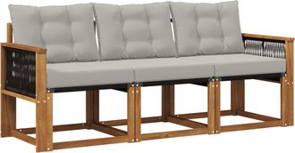 vidaXL Conjunto De Sof&aacute;s De Exterior 3 Uds. Natural Y Gris Claro Vidaxl