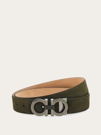 Ferragamo Men Adjustable Gancini belt Green