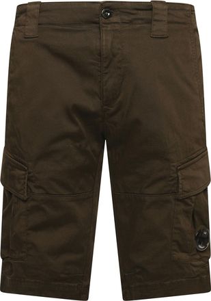 C.P. Company Mens Sateen Stretch Cargo Shorts in Green Cotton - Size X-Large