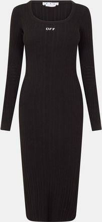 Off-white Womens Off White Ribbed Scoop Neck Maxi Bodycon Dress in Black/White - Size 4 UK