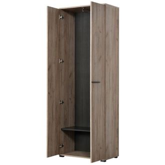 Dmora Guardaroba 2 Ante Pinasca, Armadio Camera da Letto un Ripiano, Appendiabiti, Apertura Battente, 67.5x195h cm Marrone Rovere Nodi