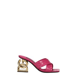 Dolce & Gabbana Pink Leather Platform Womens Sandals