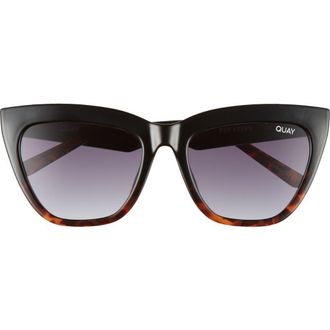 Quay Australia For Keeps 56mm Cat Eye Sunglasses in Blktrt Smk at Nordstrom Rack