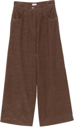 Brunello Cucinelli Wide Broeken - Dames - Wijde Broeken - Bruin - M - Nylon - Broeken