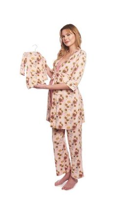 Everly Grey Analise During & After 5-Piece Maternity/Nursing Sleep Set for Mom & Baby in Camellia at Nordstrom, Size X-Small