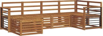 vidaXL Conjunto De Sof&aacute;s De Exterior 6 Uds. Natural Poli&eacute;ster Vidaxl