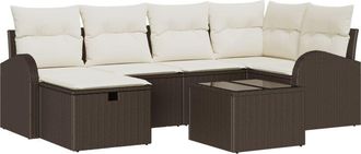 vidaXL Garden Sofa Set 7 pcs Brown and cream 234 x 124 x 85 cm Vidaxl